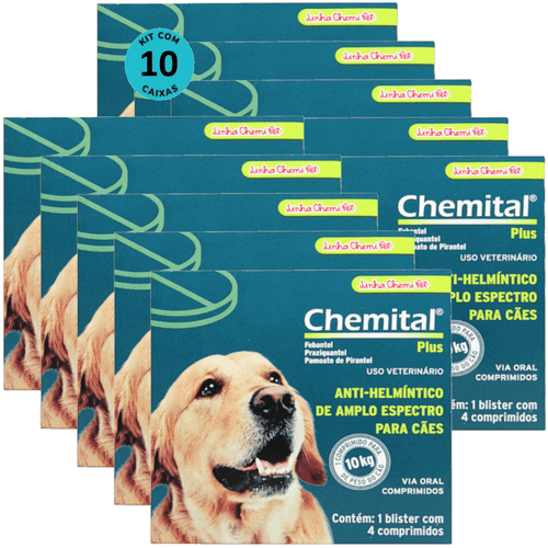 Chemital Plus Com 4 Comprimidos Chemitec Vermífugo Para Cães Kit Com 10 Cx Chemital Plus Com 4 Comprimidos Chemitec Vermífugo Para Cães Kit Com 10 Cx